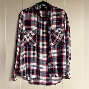 Zara studded pocket‎ plaid button down shirt